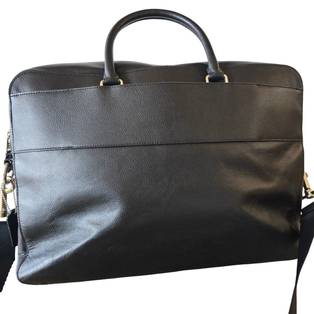 Coach Hamilton Briefcase Black Pebbled Leather Laptop Bag F72985 - Picture 5 of 13